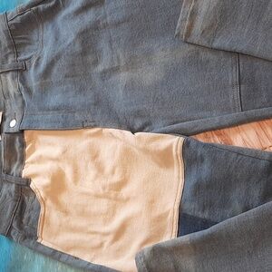 LIUMILAC 2 XL Patchwork Style Blue and Cream Women Jeans